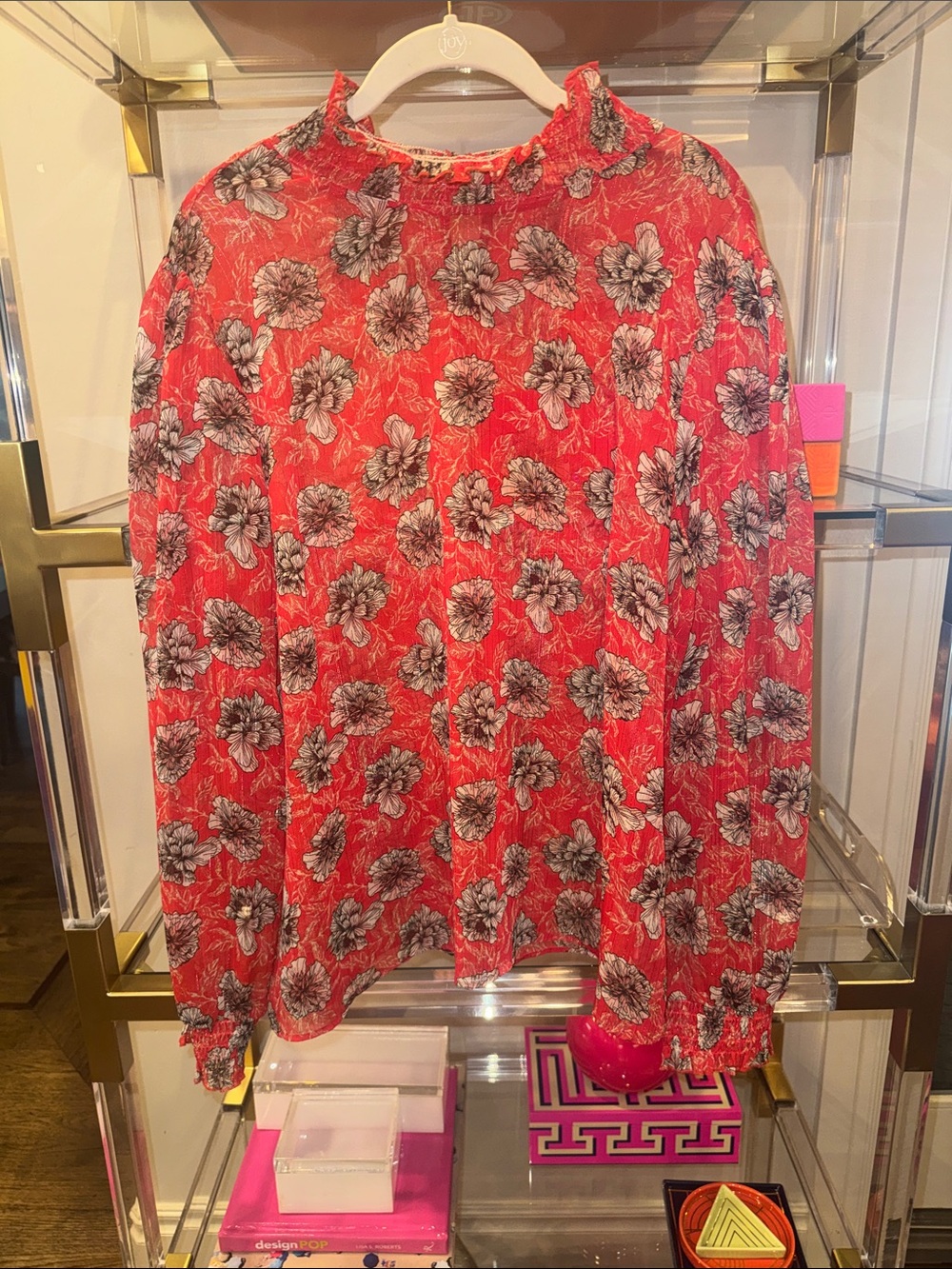 Anthropologie Red Floral Long-Sleeve Men's Shirt